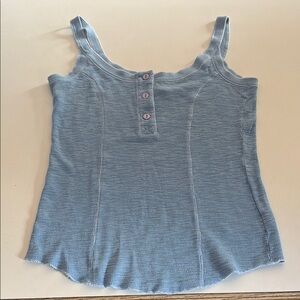 Free People Blue Ribbed Sleeveless Tank Top